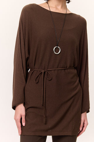 Knit Belted Tunic Brown