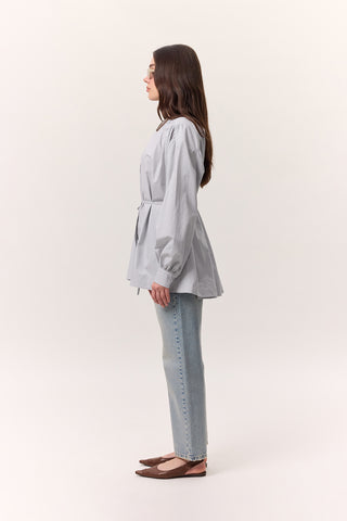 Gathered Oversized Shirt Ice Blue