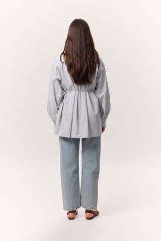 Gathered Oversized Shirt Ice Blue