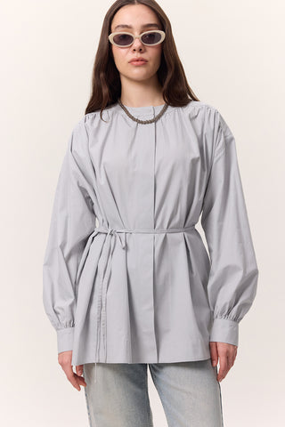 Gathered Oversized Shirt Ice Blue