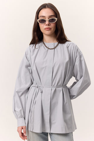 Gathered Oversized Shirt Ice Blue