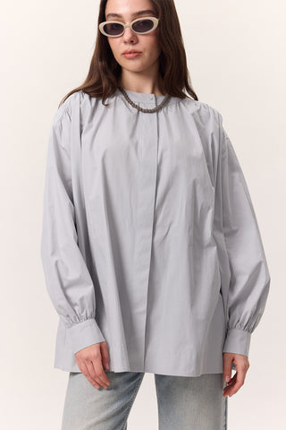 Gathered Oversized Shirt Ice Blue