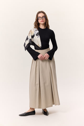 Gathered Gabardine Skirt Sand
