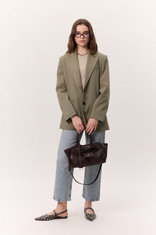 Arte Pocket Detail Shoulder Bag Dark Brown