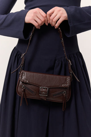Buckle Detail Shoulder Bag Brown