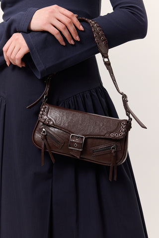 Buckle Detail Shoulder Bag Brown