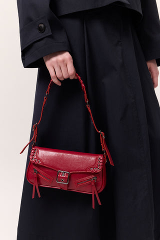 Buckle Detail Shoulder Bag Red