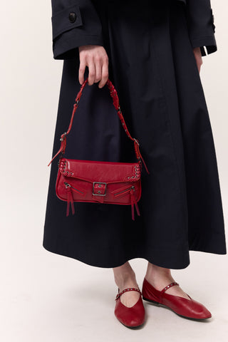 Buckle Detail Shoulder Bag Red