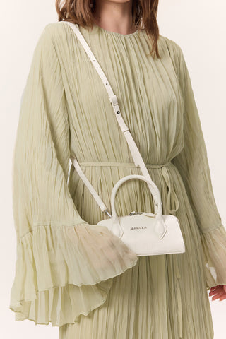 Textured Faux Leather Mini Bag Ecru