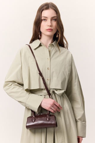 Leather Polo Mini Bag Brown