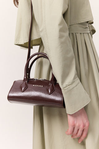 Leather Polo Mini Bag Brown