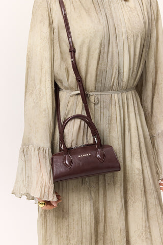 Leather Polo Mini Bag Brown