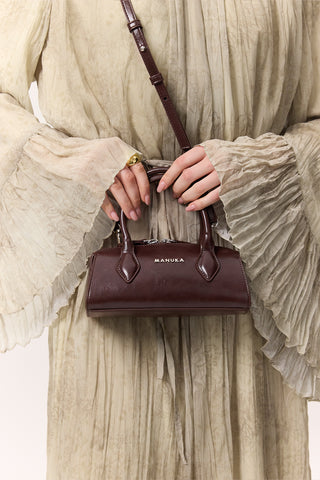 Leather Polo Mini Bag Brown