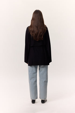 Knit Belted Tunic Black