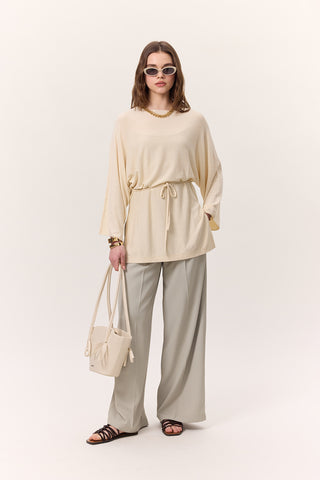 Knit Belted Tunic Vanilla