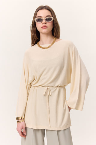 Knit Belted Tunic Vanilla