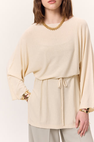 Knit Belted Tunic Vanilla