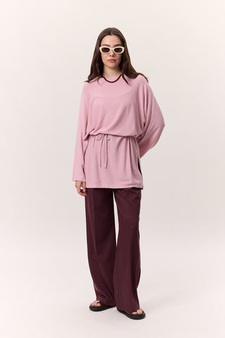 Örgü Kemerli Tunik Pembe