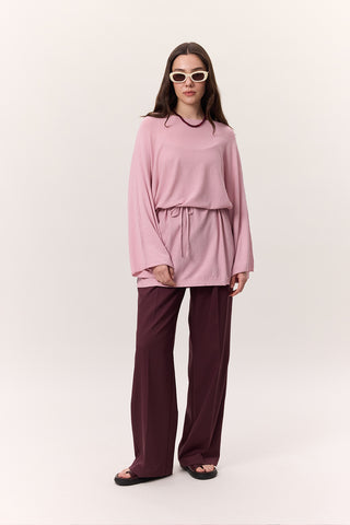 Örgü Kemerli Tunik Pembe