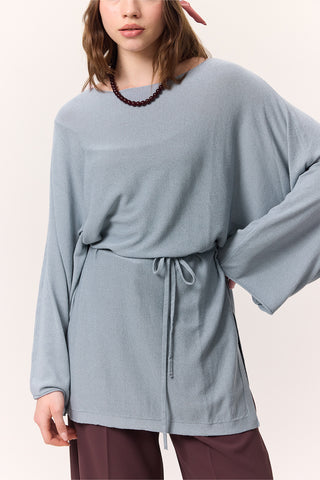 Knit Belted Tunic Blue