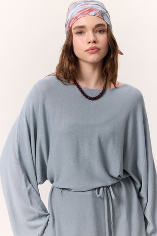 Knit Belted Tunic Blue