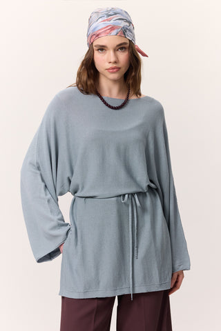 Knit Belted Tunic Blue