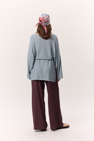 Knit Belted Tunic Blue