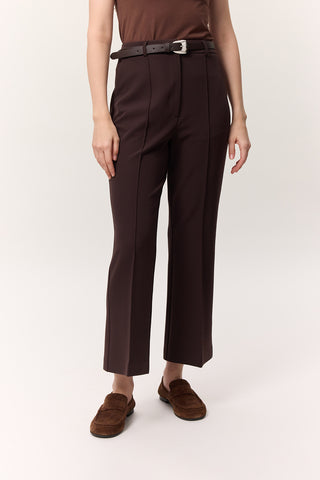 Contrast Stitch Flared Pants Brown