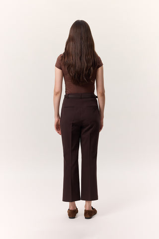 Contrast Stitch Flared Pants Brown