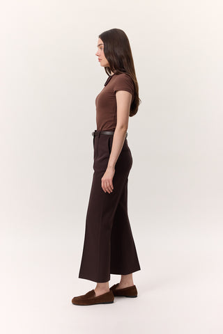 Contrast Stitch Flared Pants Brown
