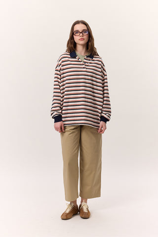 Çizgili Polo Sweatshirt Lacivert