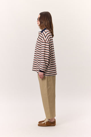 Çizgili Polo Sweatshirt Lacivert