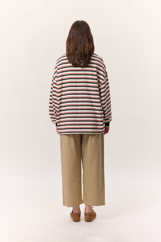 Striped Polo Sweatshirt Navy Blue