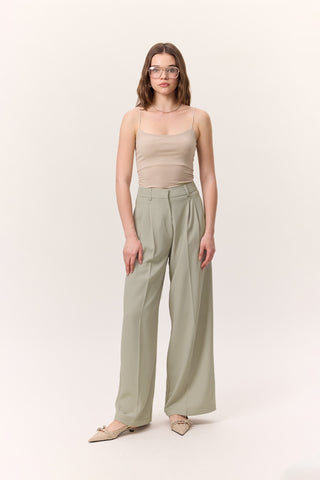 Fluid Pleated Trousers Soft Green