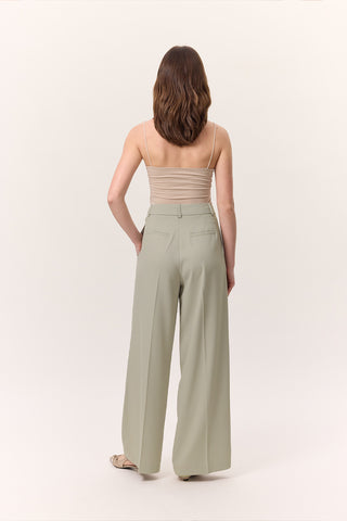 Fluid Pleated Trousers Soft Green