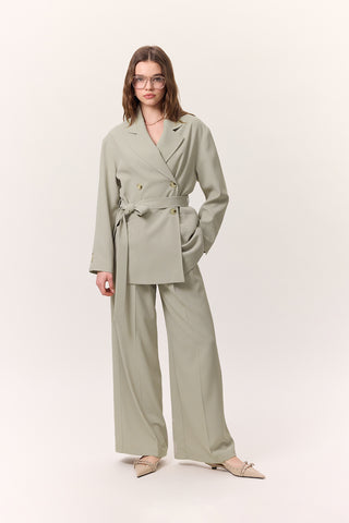 Fluid Pleated Trousers Soft Green