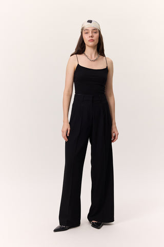 Fluid Pleated Trousers Black