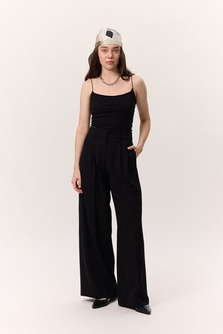 Fluid Pleated Trousers Black