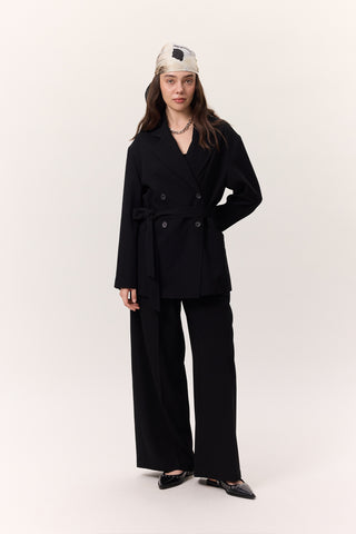 Fluid Pleated Trousers Black