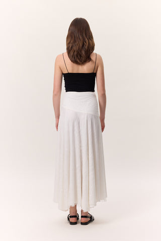 Lace Detail Wide Skirt Ecru