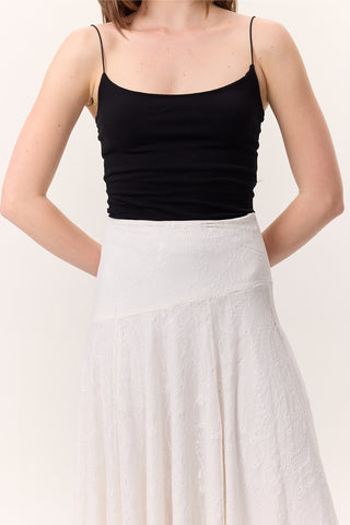 Lace Detail Wide Skirt Ecru