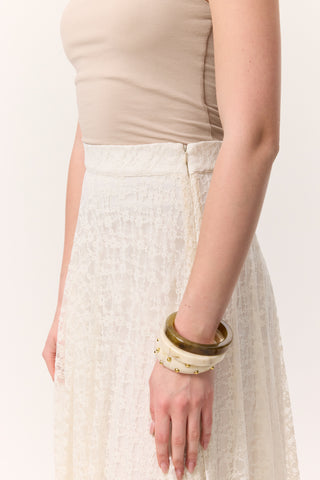 Lace Pleated Skirt Ecru