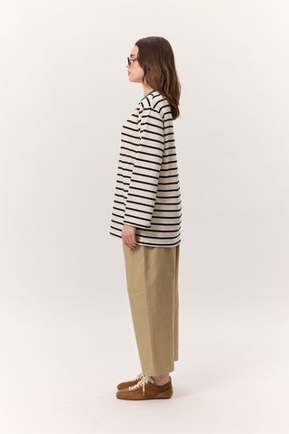 Striped Oversized Long Sleeve T-Shirt Black