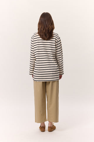 Striped Oversized Long Sleeve T-Shirt Black