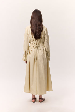 Pleated Detail Shirt Dress Yellow