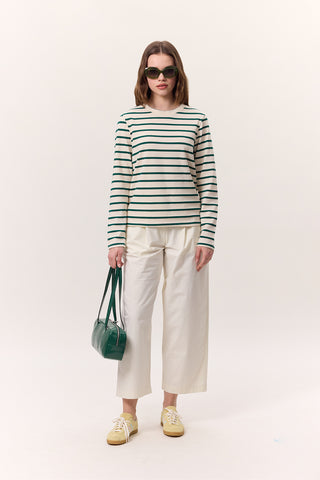 Striped Long-Sleeve Regular Fit T-Shirt Green