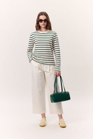 Striped Long-Sleeve Regular Fit T-Shirt Green