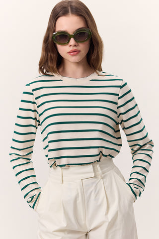 Striped Long-Sleeve Regular Fit T-Shirt Green