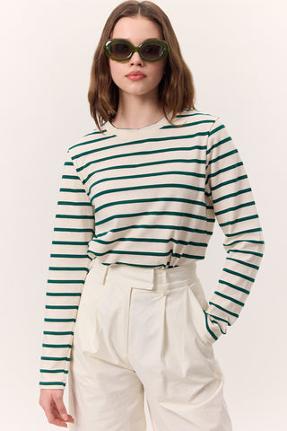 Striped Long-Sleeve Regular Fit T-Shirt Green