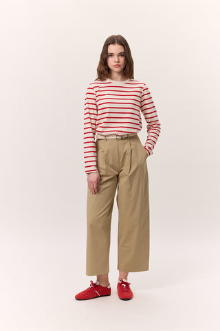 Striped Long-Sleeve Regular Fit T-Shirt Red